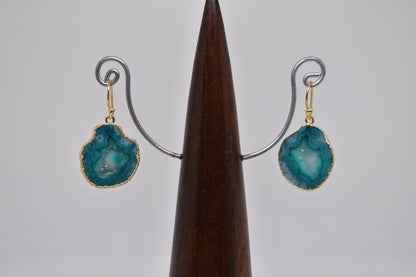 Sea Green Geode Druzy Earrings - Violet Elizabeth - Jewellery