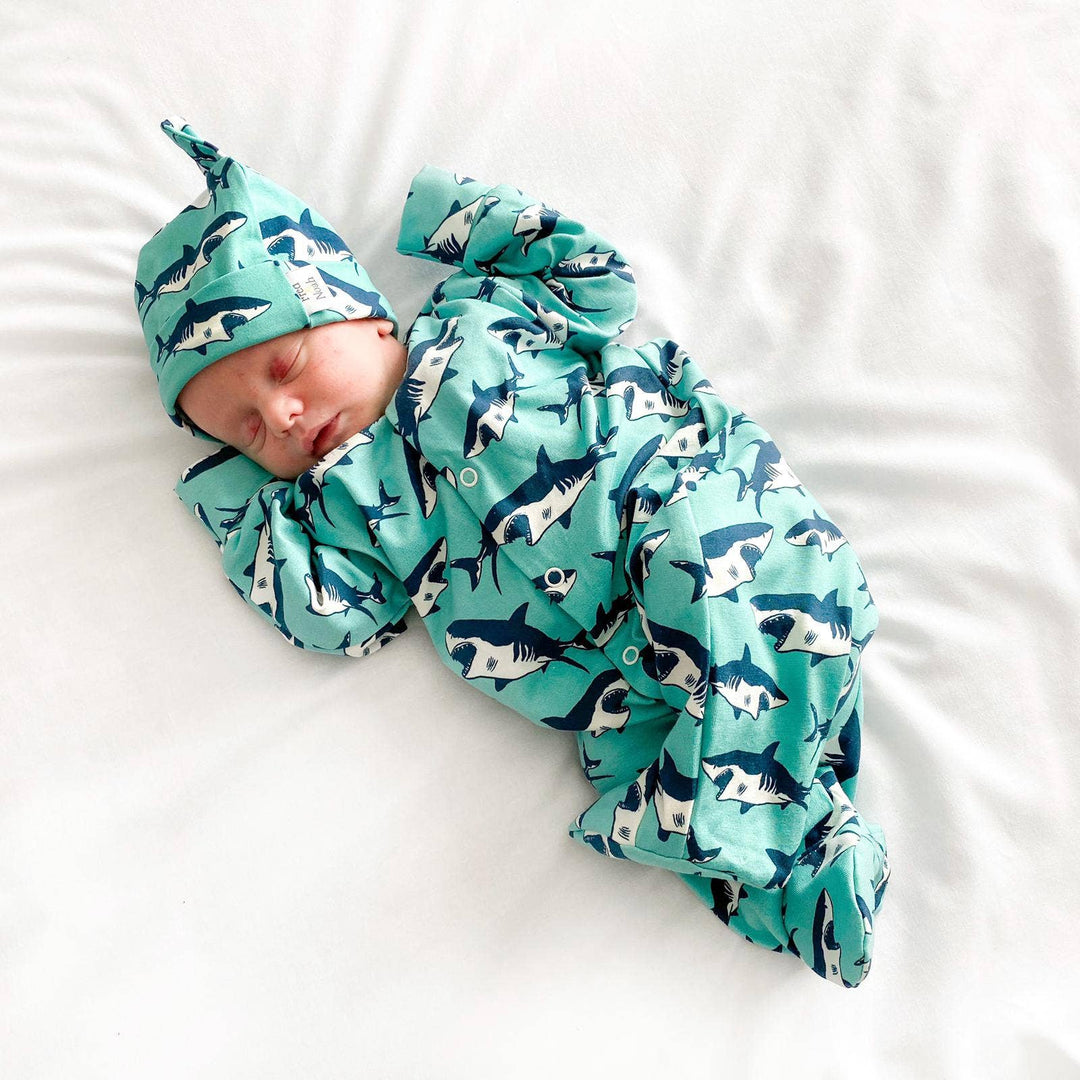 Shark print cotton sleepsuit - Violet Elizabeth - Baby & Toddler Clothing