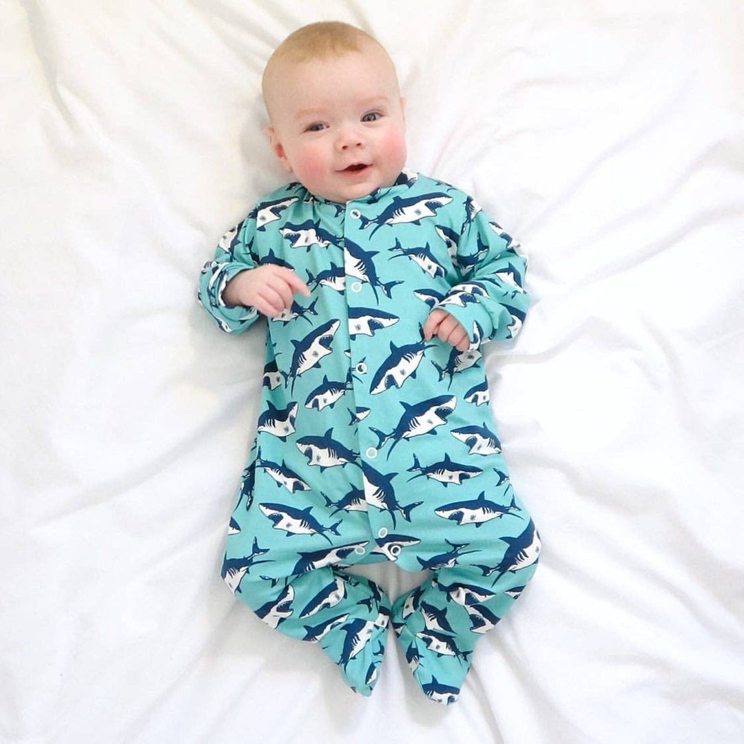 Shark print cotton sleepsuit - Violet Elizabeth - Baby & Toddler Clothing