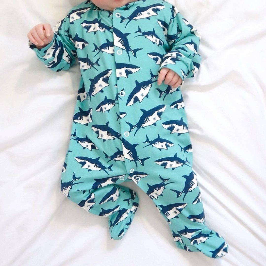 Shark print cotton sleepsuit - Violet Elizabeth - Baby & Toddler Clothing