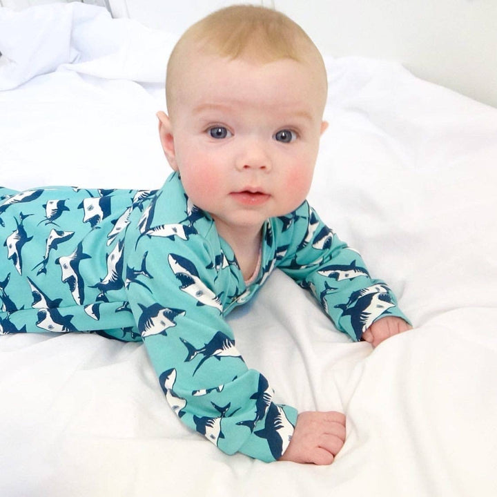 Shark print cotton sleepsuit - Violet Elizabeth - Baby & Toddler Clothing