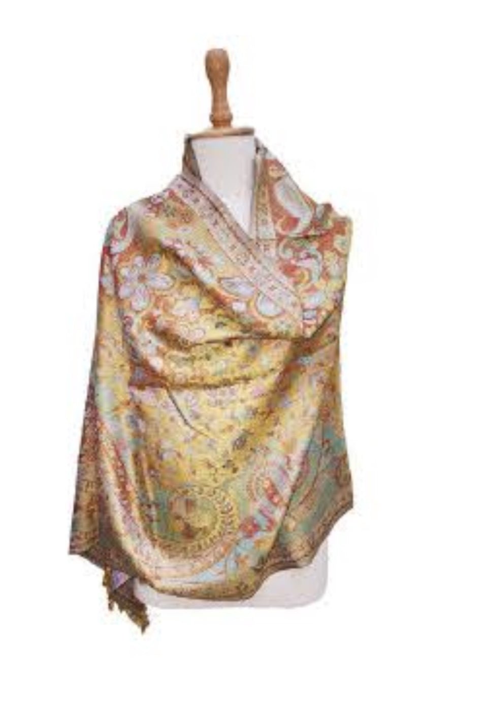 Silk Anique Jamavar Hand Woven stole 20 - Violet Elizabeth - Apparel & Accessories