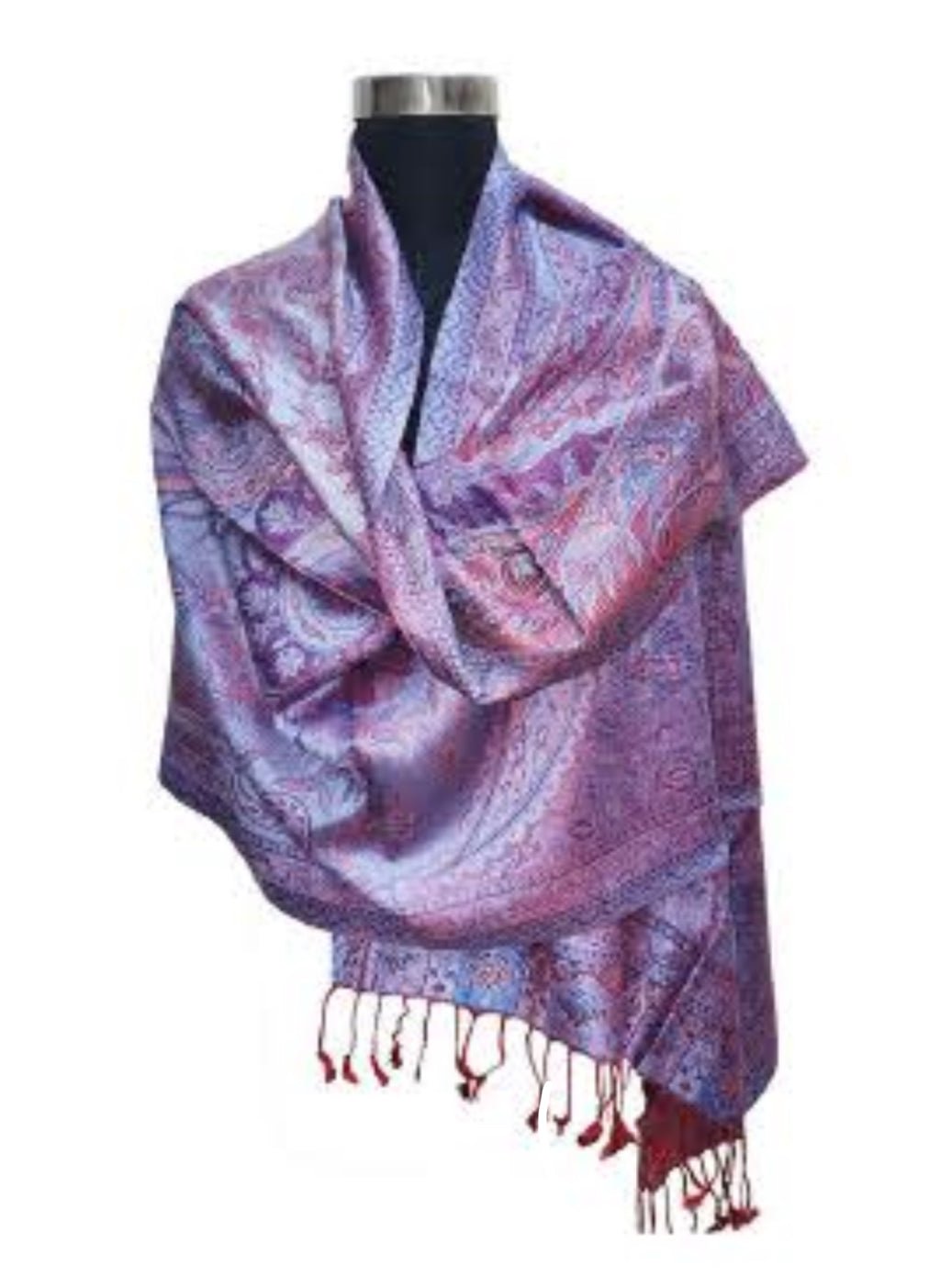 Silk Anique Jamavar Hand Woven stole 33 - Violet Elizabeth - Apparel & Accessories