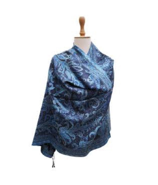 Silk Anique Jamavar Hand Woven stole 34 - Violet Elizabeth - Apparel & Accessories