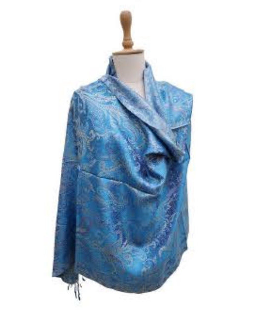 Silk Anique Jamavar Hand Woven stole 7 - Violet Elizabeth - Apparel & Accessories