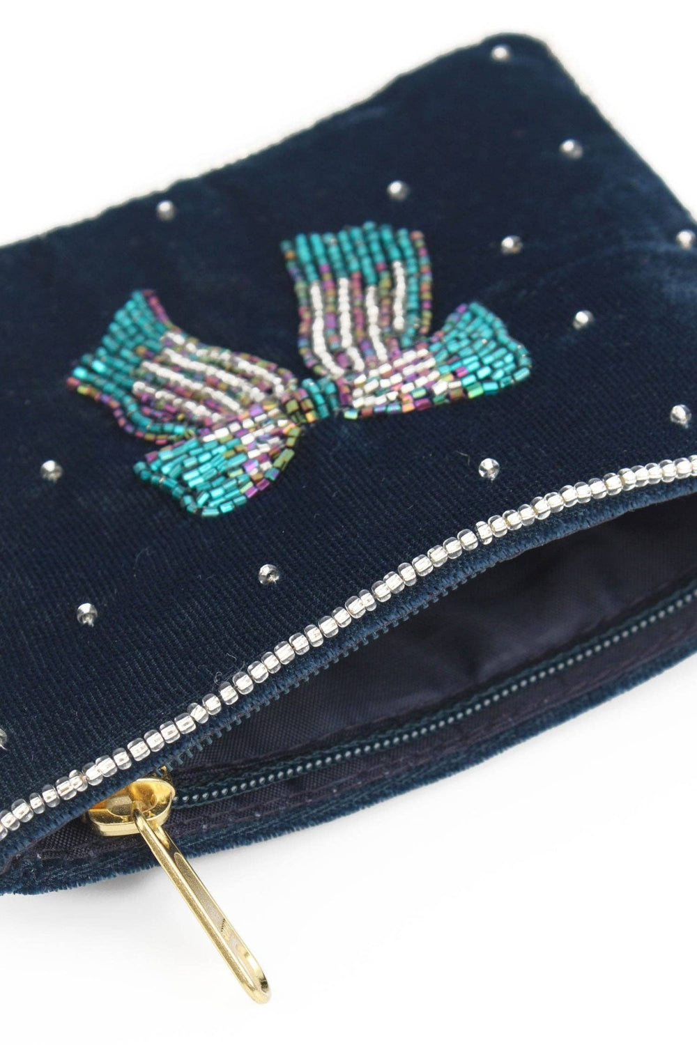 SILVER BLUE BOW SMALL POUCH - Violet Elizabeth - Apparel & Accessories