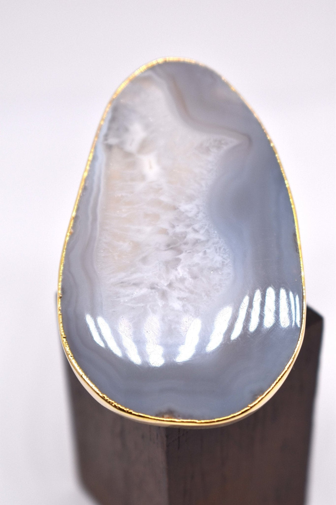 Silver Large Agate Slice Ring - Violet Elizabeth - Jewellery