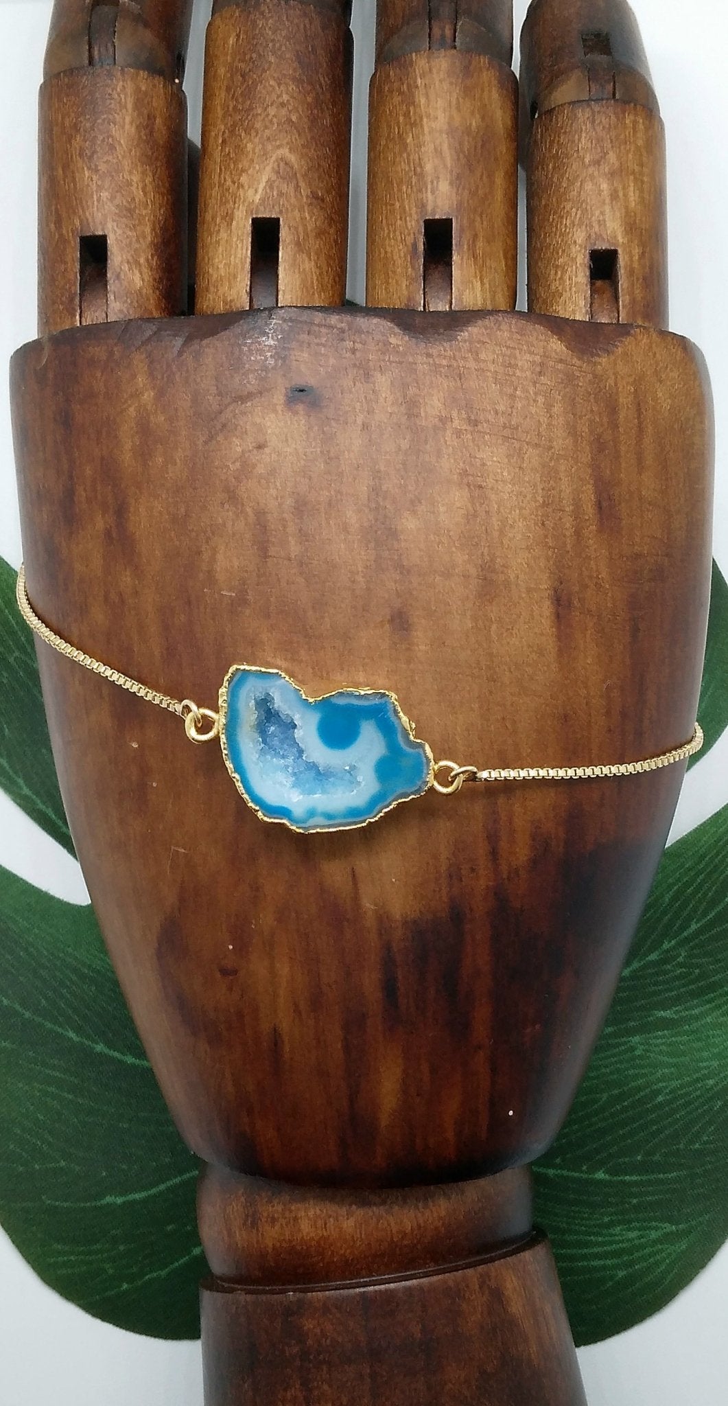 Sky Blue Half Geode Druzy Bracelet - Violet Elizabeth - Jewellery