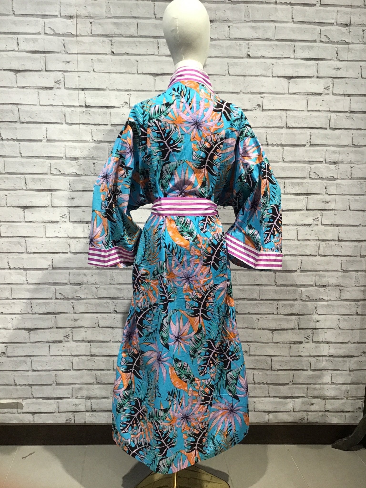 Sky Jungle Long Cotton Robe - Violet Elizabeth - Clothing