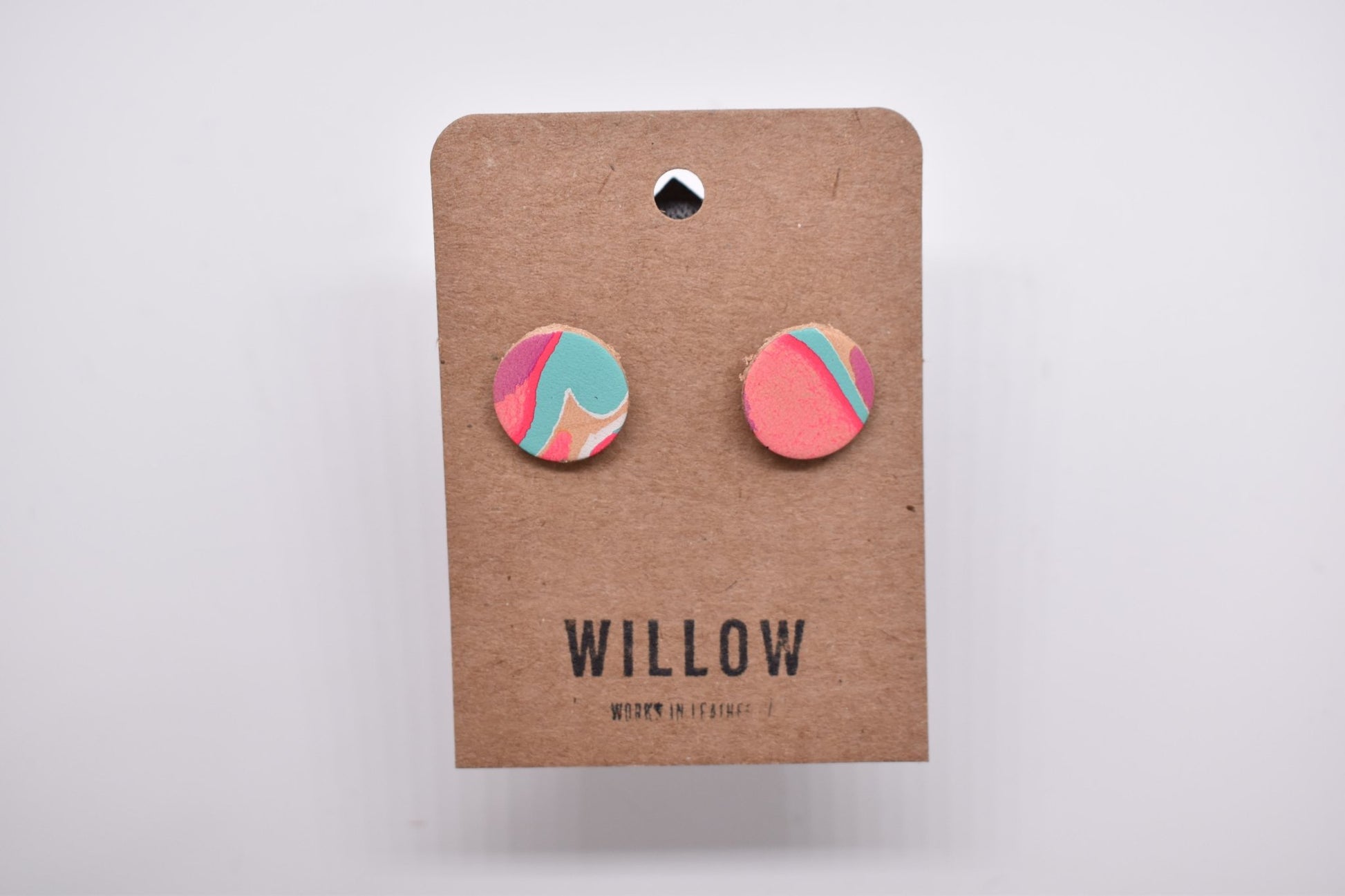 Small Marbled Leather Earrings - Violet Elizabeth - Jewellery