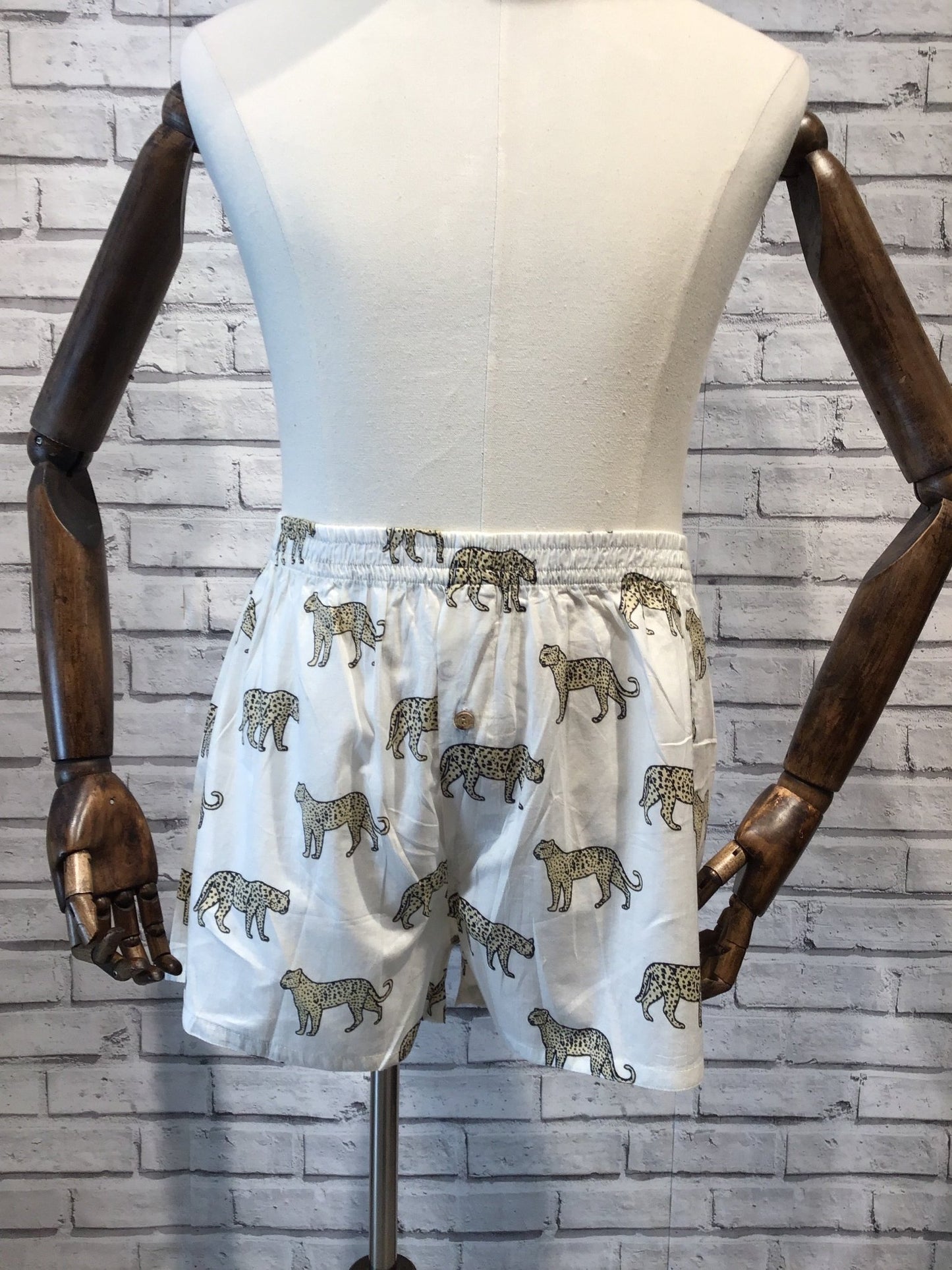 Snow leopard cotton boxer shorts - Violet Elizabeth - Clothing