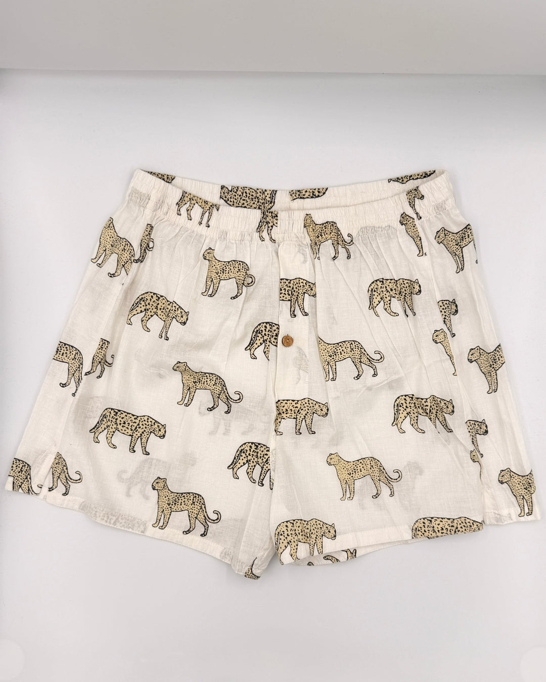Snow Leopard Cotton Boxer Shorts - Violet Elizabeth - Clothing