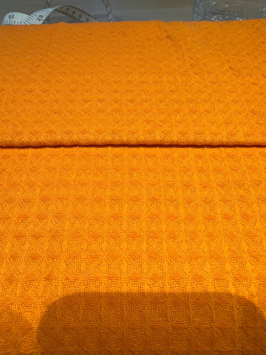 Soft orange Waffle hand dyed Fabric 100% Cotton - Violet Elizabeth - Haberdashery