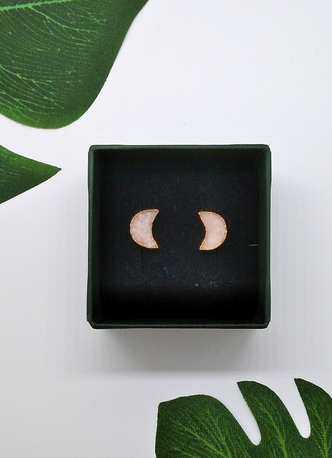 Star Shine Geode Druzy Moon Studs - Violet Elizabeth - Jewellery