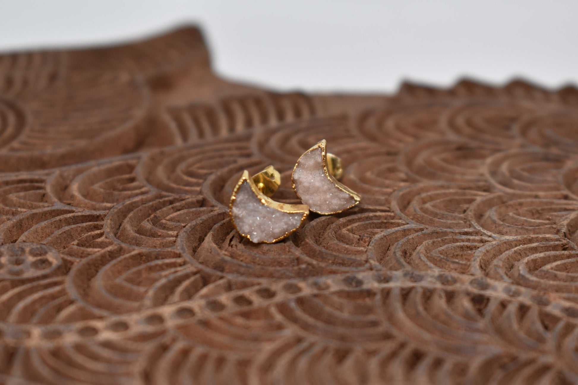 Star Shine Geode Druzy Moon Studs - Violet Elizabeth - Jewellery