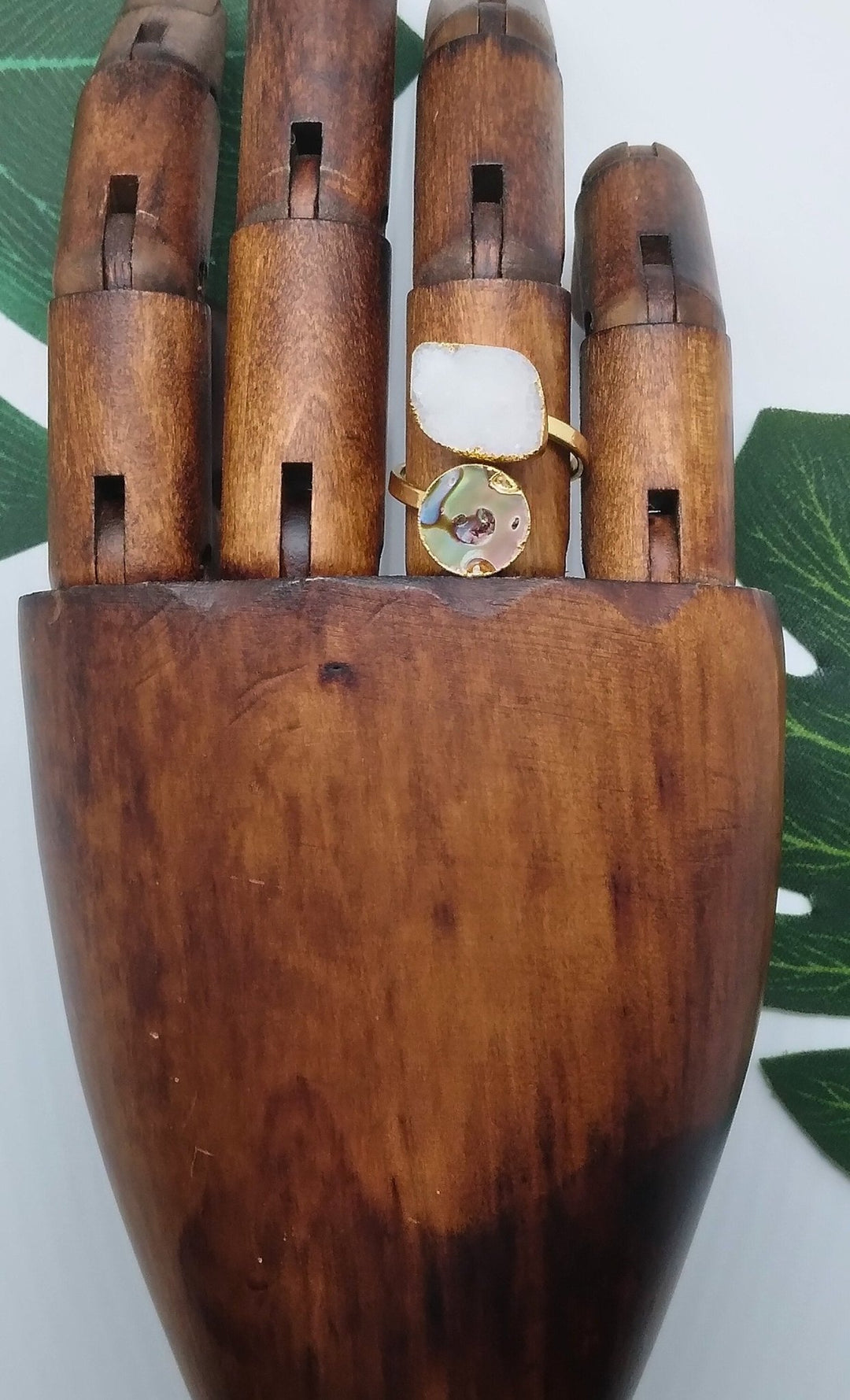 Starlight Druzy Agate and Mother of Pearl Ring - Violet Elizabeth - Jewellery