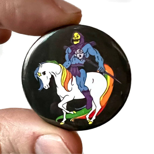 Starlite Skeletor Rainbow Inspired Button Pin Badge Black - Violet Elizabeth - 