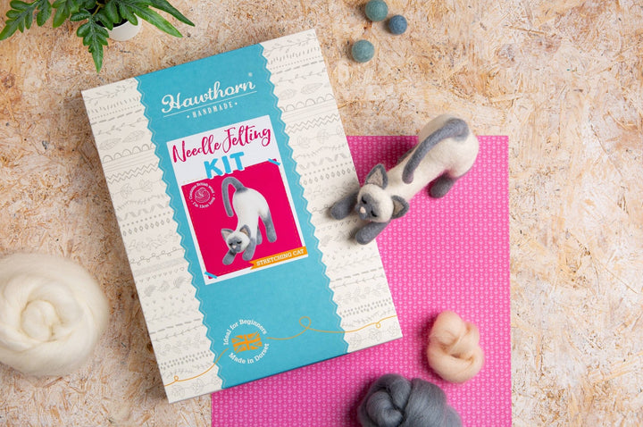 Stretching Cat Needle Felting Kit | Beginner Craft Kit - Violet Elizabeth - Haberdashery