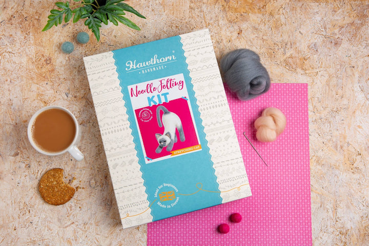 Stretching Cat Needle Felting Kit | Beginner Craft Kit - Violet Elizabeth - Haberdashery