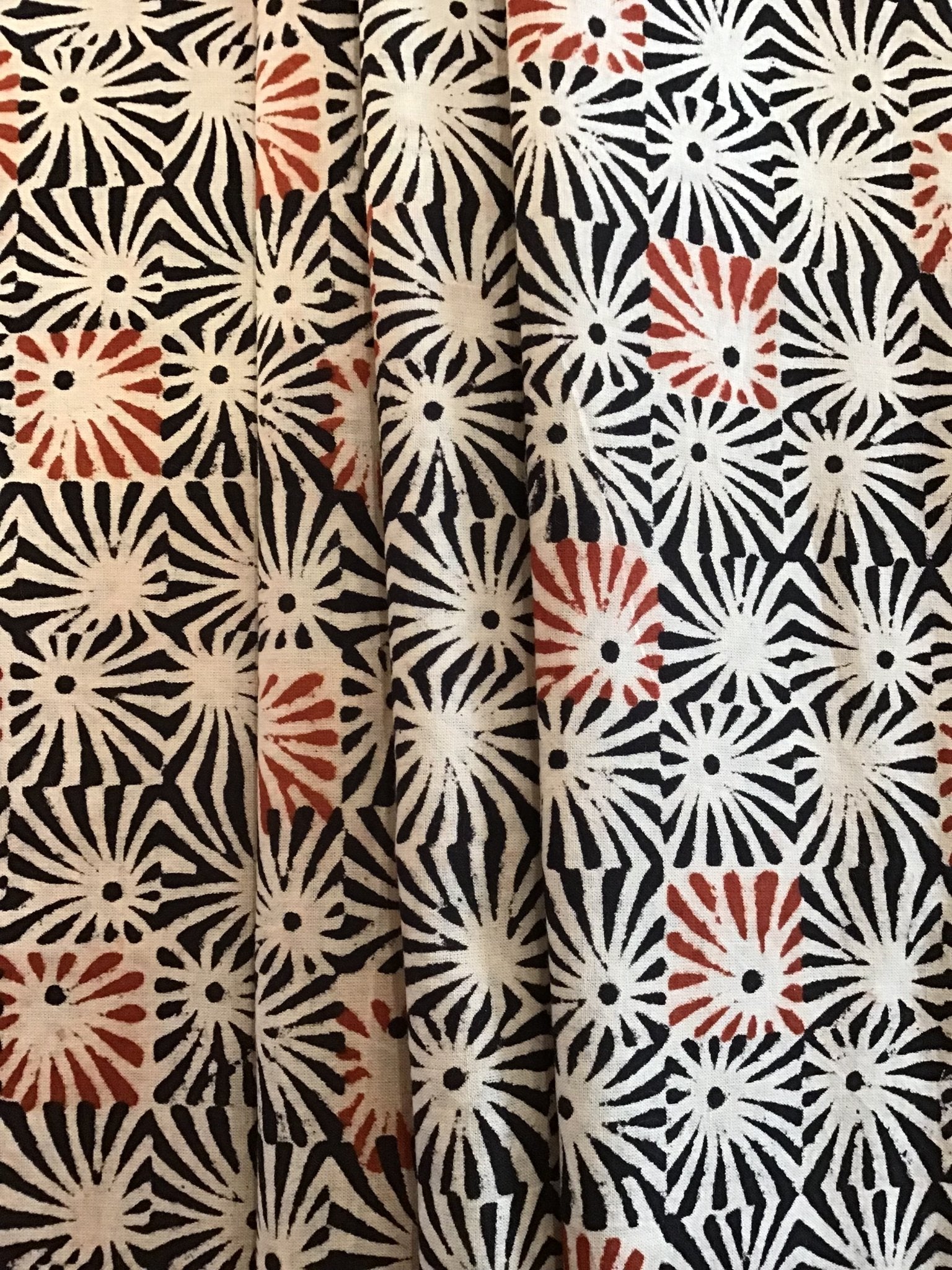 Sun burst squares Block Printed Fabric - Violet Elizabeth - Haberdashery