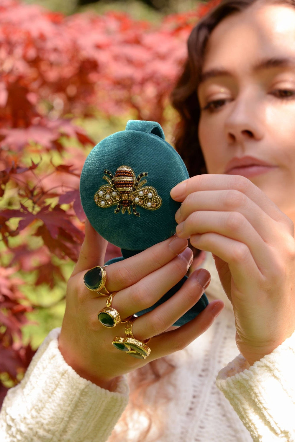 TEAL GOLDEN BEE COMPACT MIRROR - Violet Elizabeth - Apparel & Accessories