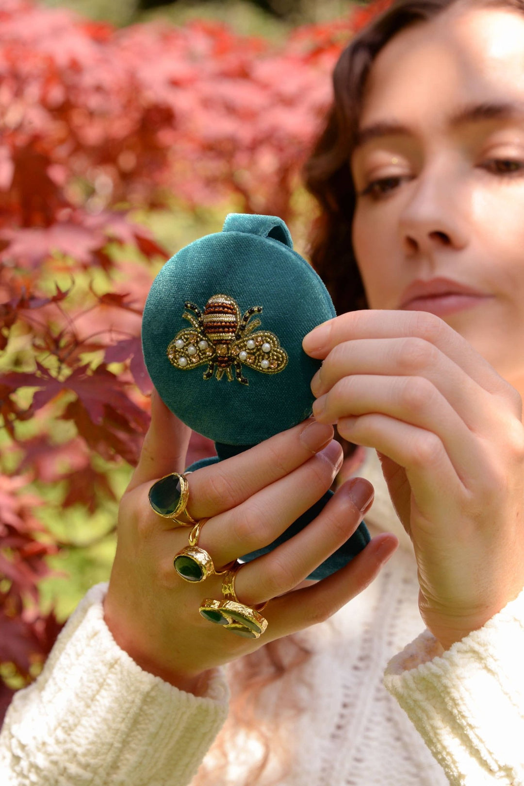 TEAL GOLDEN BEE COMPACT MIRROR - Violet Elizabeth - Apparel & Accessories