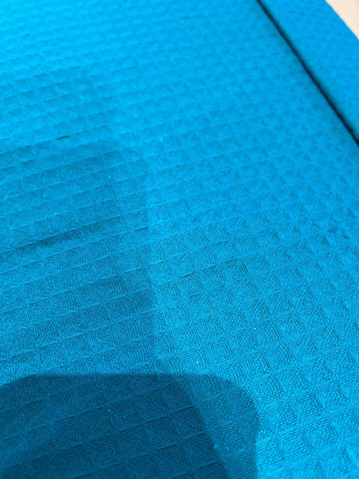 Teal Waffle Waffle Hand Dyed Fabric
