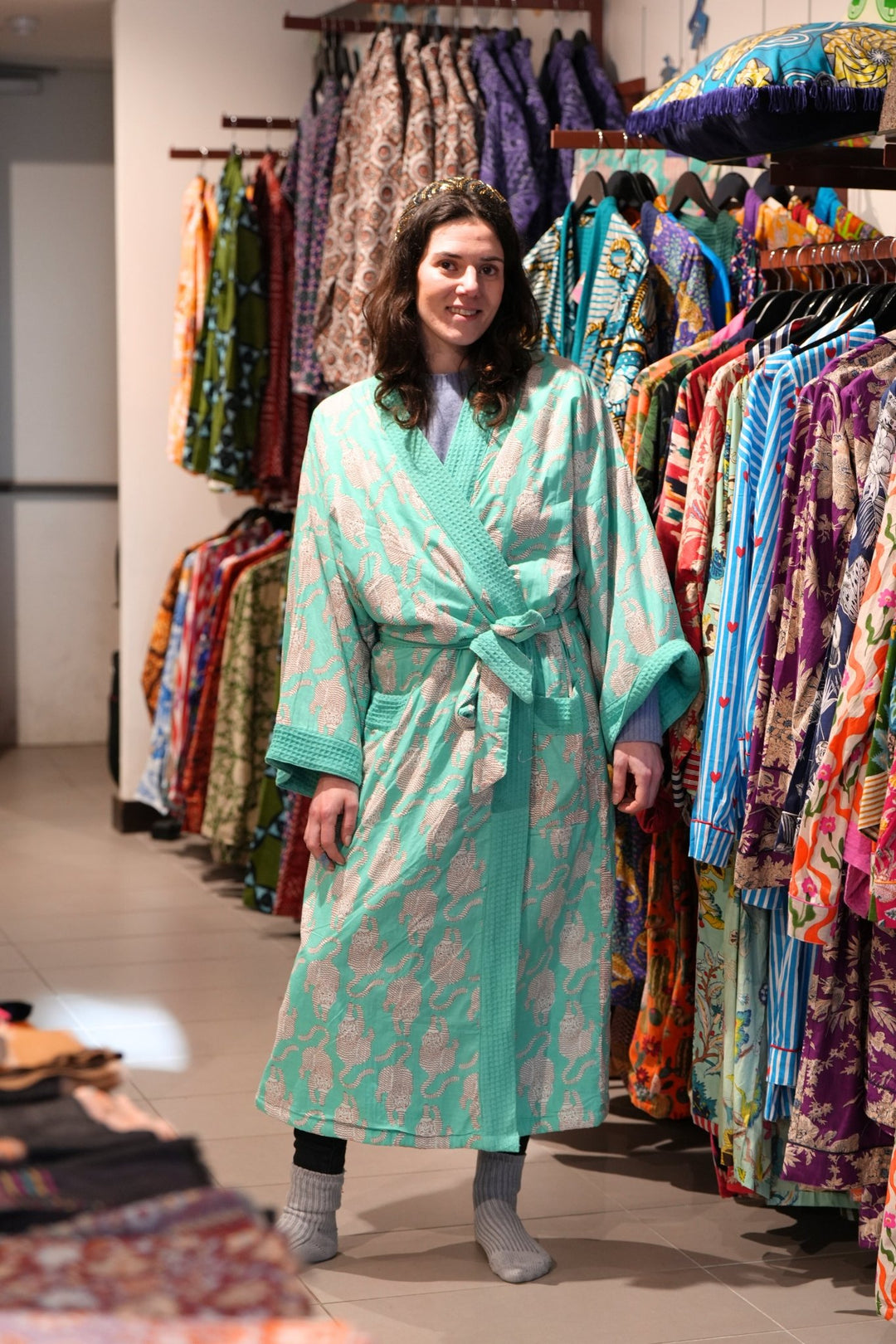 Tigers at Tiffany’s Waffle Robe - Violet Elizabeth - Clothing