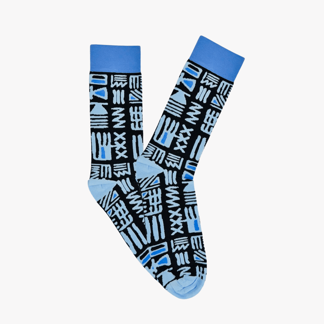 Tribal Blue Socks: M - Violet Elizabeth - 