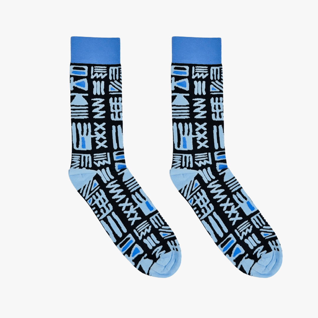 Tribal Blue Socks: M - Violet Elizabeth - 