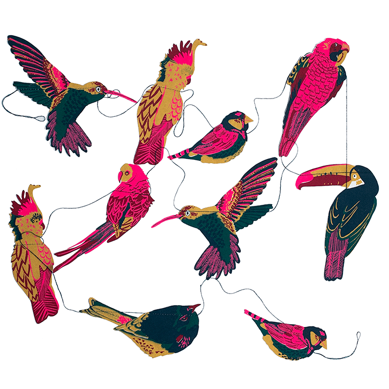 Tropical Birds Sewn Garland - Violet Elizabeth - Decor