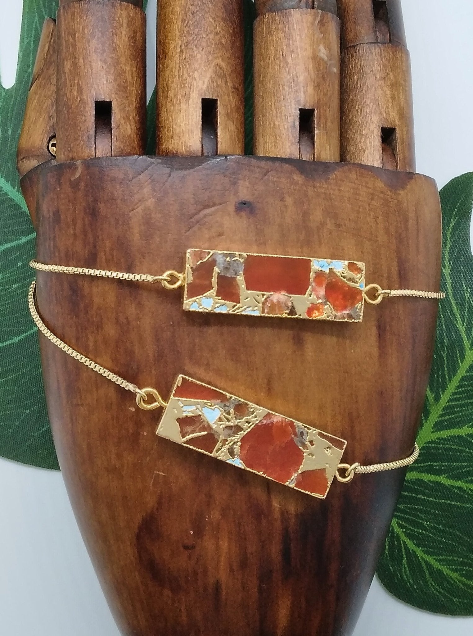 Turquoise & Carnelian Crackle Bracelet - Violet Elizabeth - Jewellery