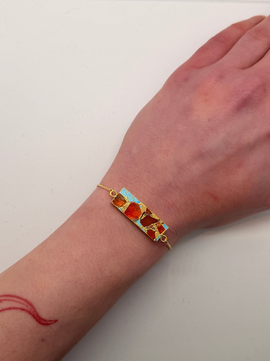 Turquoise & Carnelian Crackle Bracelet - Violet Elizabeth - Jewellery