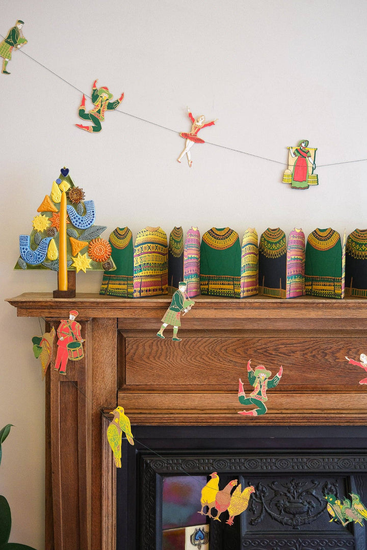 UK/EU: 12 Days of Christmas Sewn Garland - Violet Elizabeth - Christmas Decorations