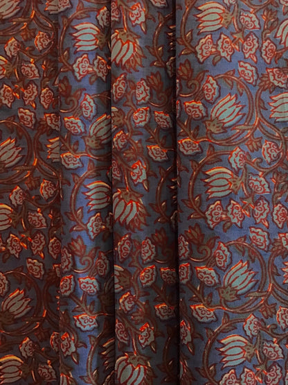 Vine and flowers Screen Printed Fabric 100% Cotton - Violet Elizabeth - Haberdashery
