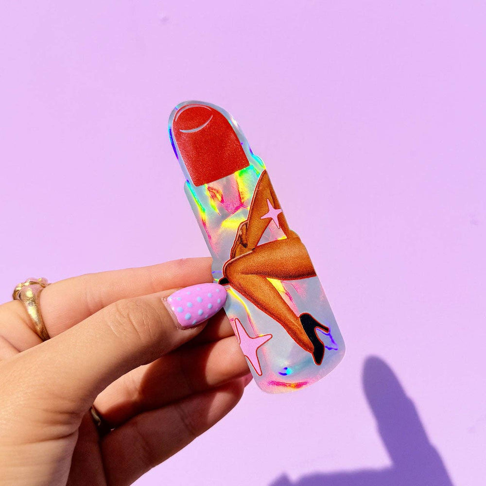 Vintage Lipstick Holographic Sticker - Violet Elizabeth - 