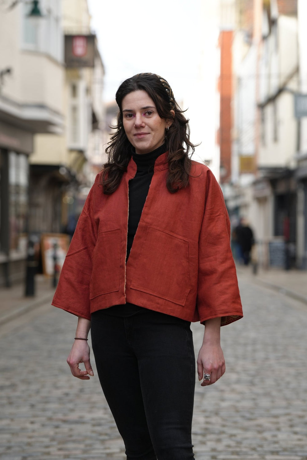 Warm Autumn Linen Jacket: Reversible - Violet Elizabeth - Clothing