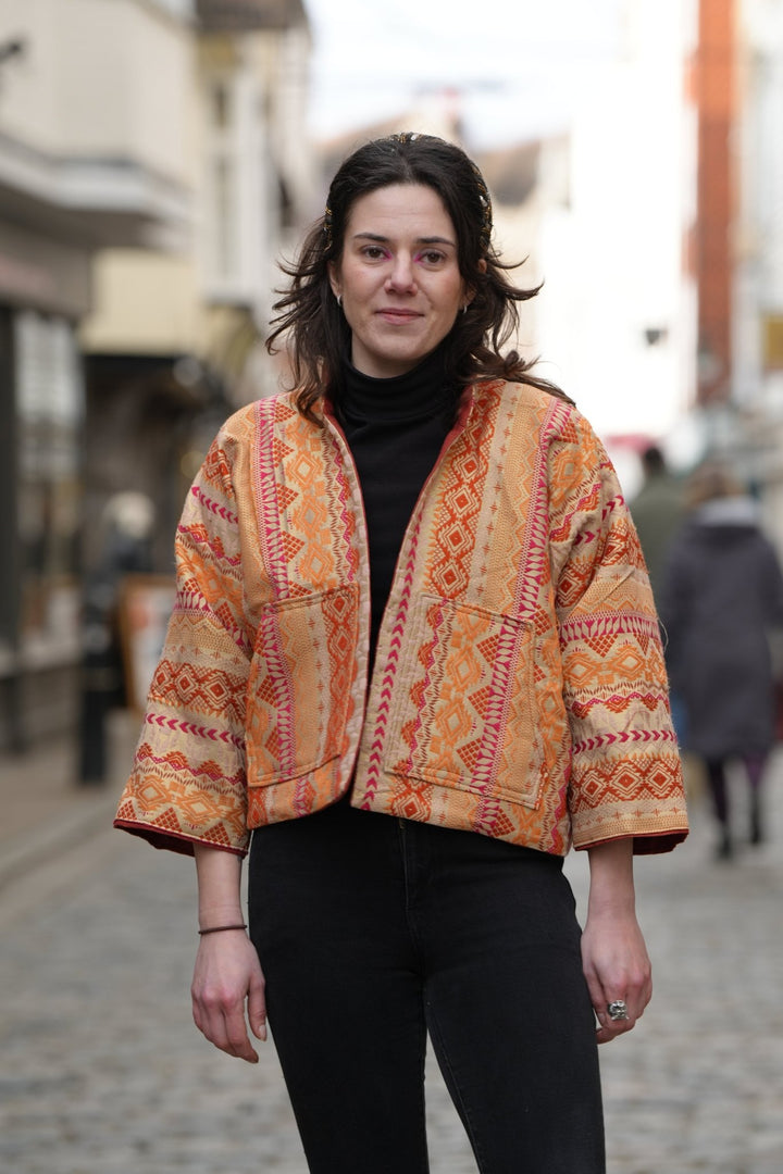 Warm Autumn Linen Jacket: Reversible - Violet Elizabeth - Clothing