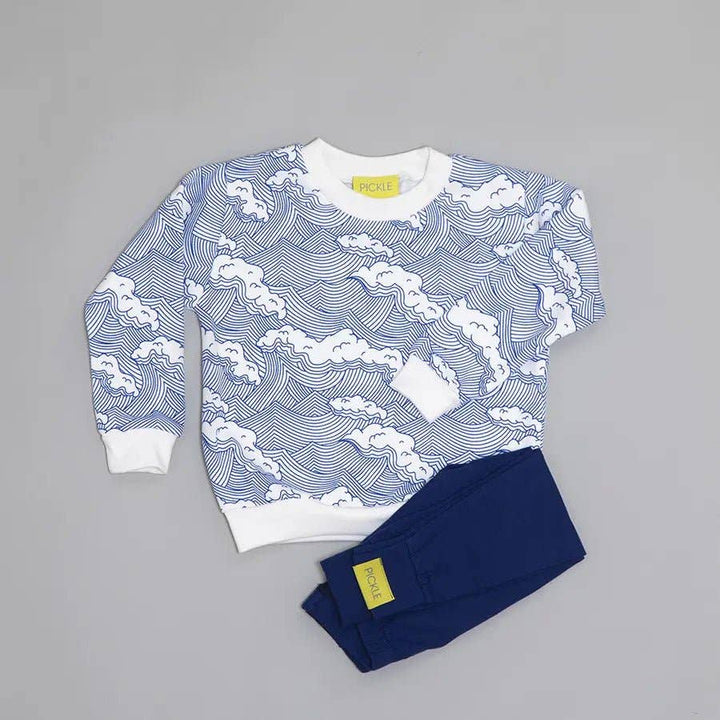 Wave Print Sweatshirt - Violet Elizabeth - 