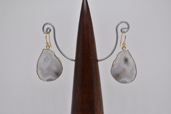 White Geode Druzy Earrings - Violet Elizabeth - Jewellery