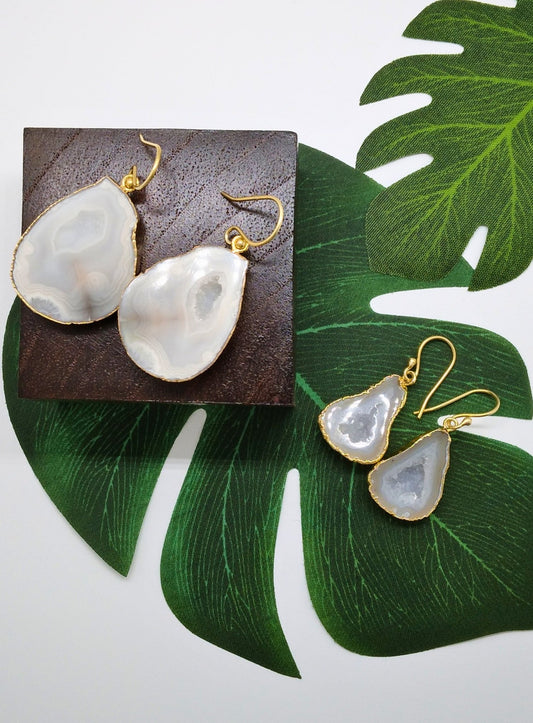 White Geode Druzy Earrings - Violet Elizabeth - Jewellery