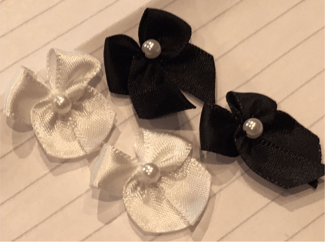 White pearl bows - Violet Elizabeth - Haberdashery