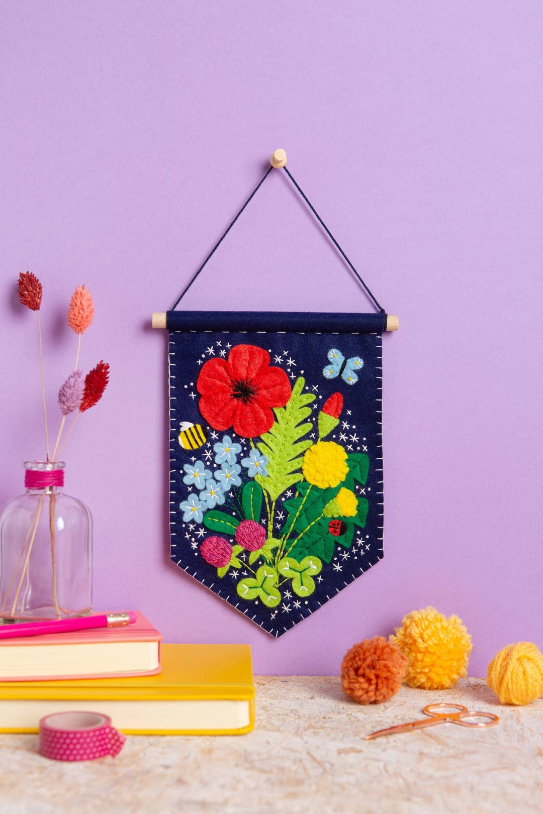 Wildflower Pennant Felt Craft Kit | Complete Craft Kit - Violet Elizabeth - Haberdashery