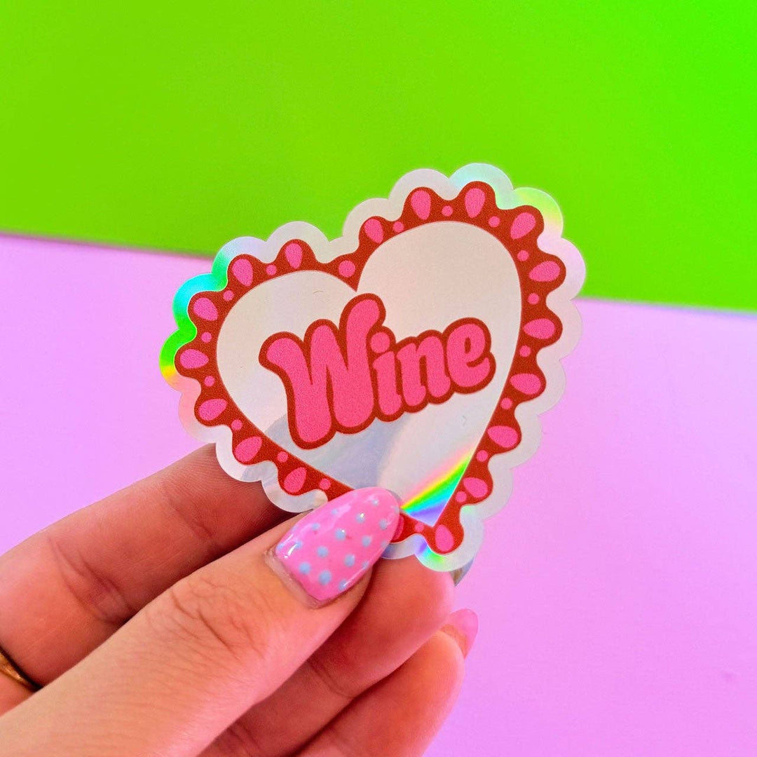 Wine Frilly Heart Holographic Sticker - Violet Elizabeth - 