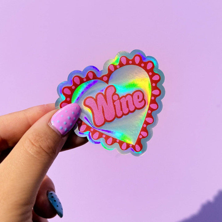 Wine Frilly Heart Holographic Sticker - Violet Elizabeth - 