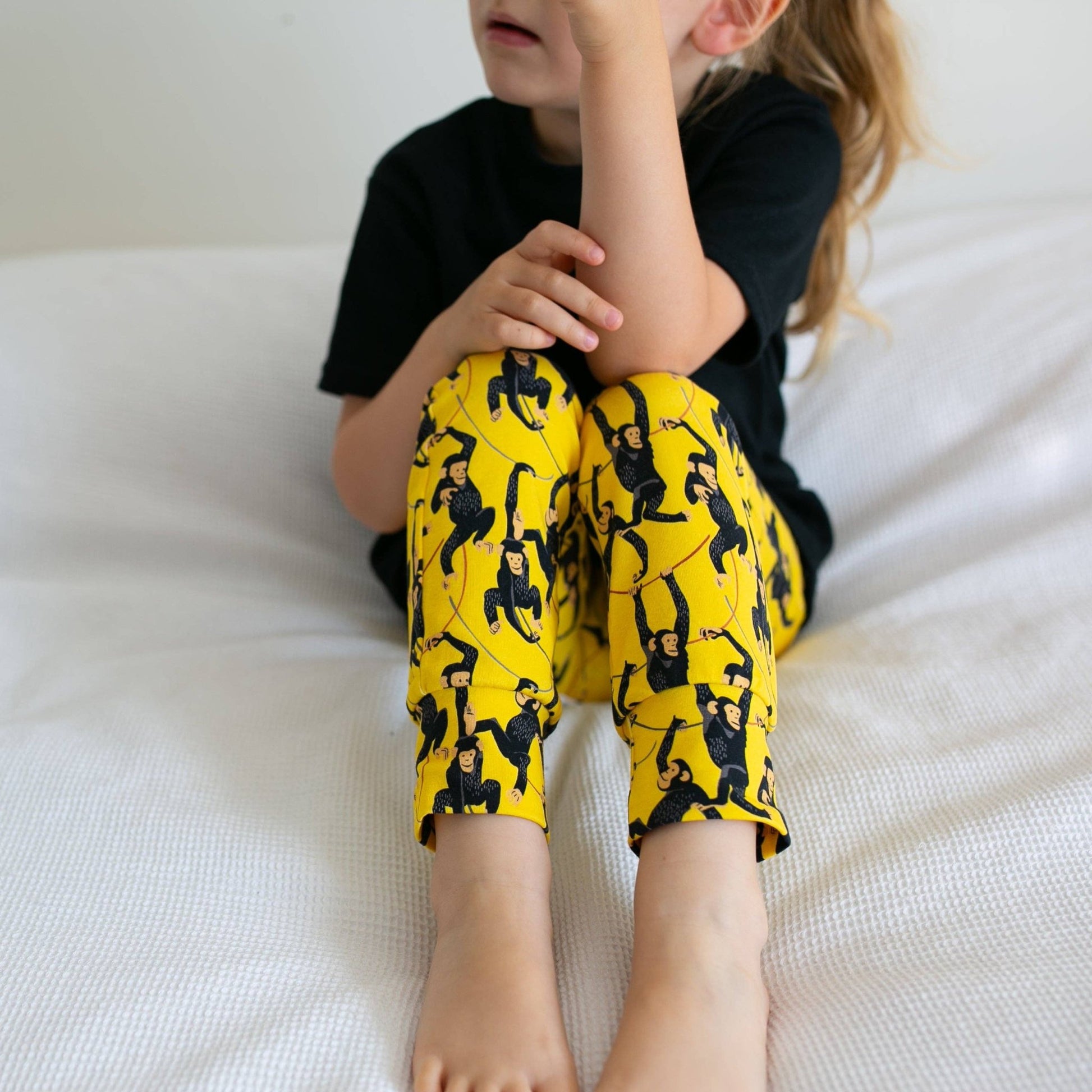 Yellow Chimp print Leggings: 2 - 3 Y - Violet Elizabeth - 
