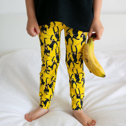 Yellow Chimp print Leggings: 2 - 3 Y - Violet Elizabeth - 