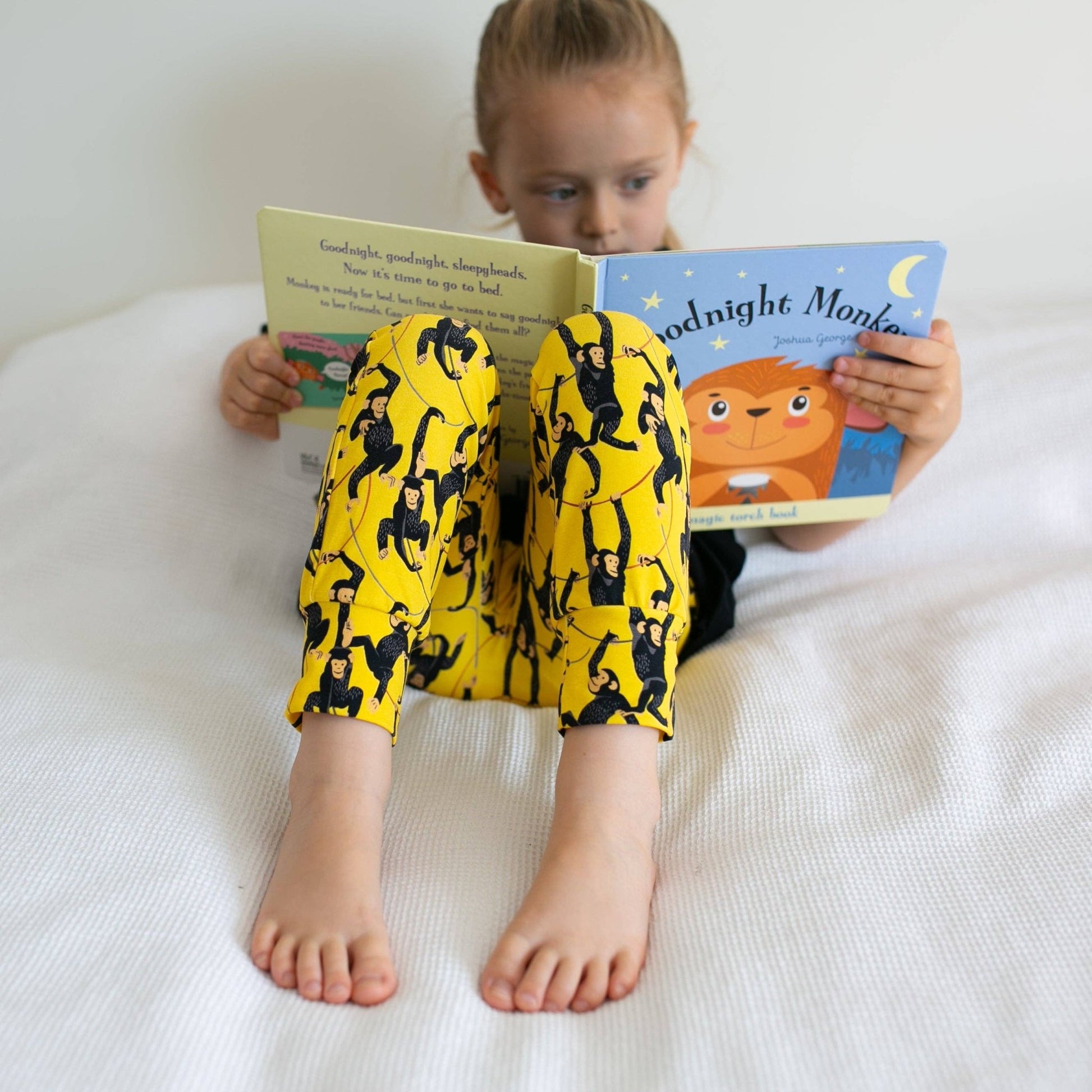 Yellow Chimp print Leggings: 2 - 3 Y - Violet Elizabeth - 
