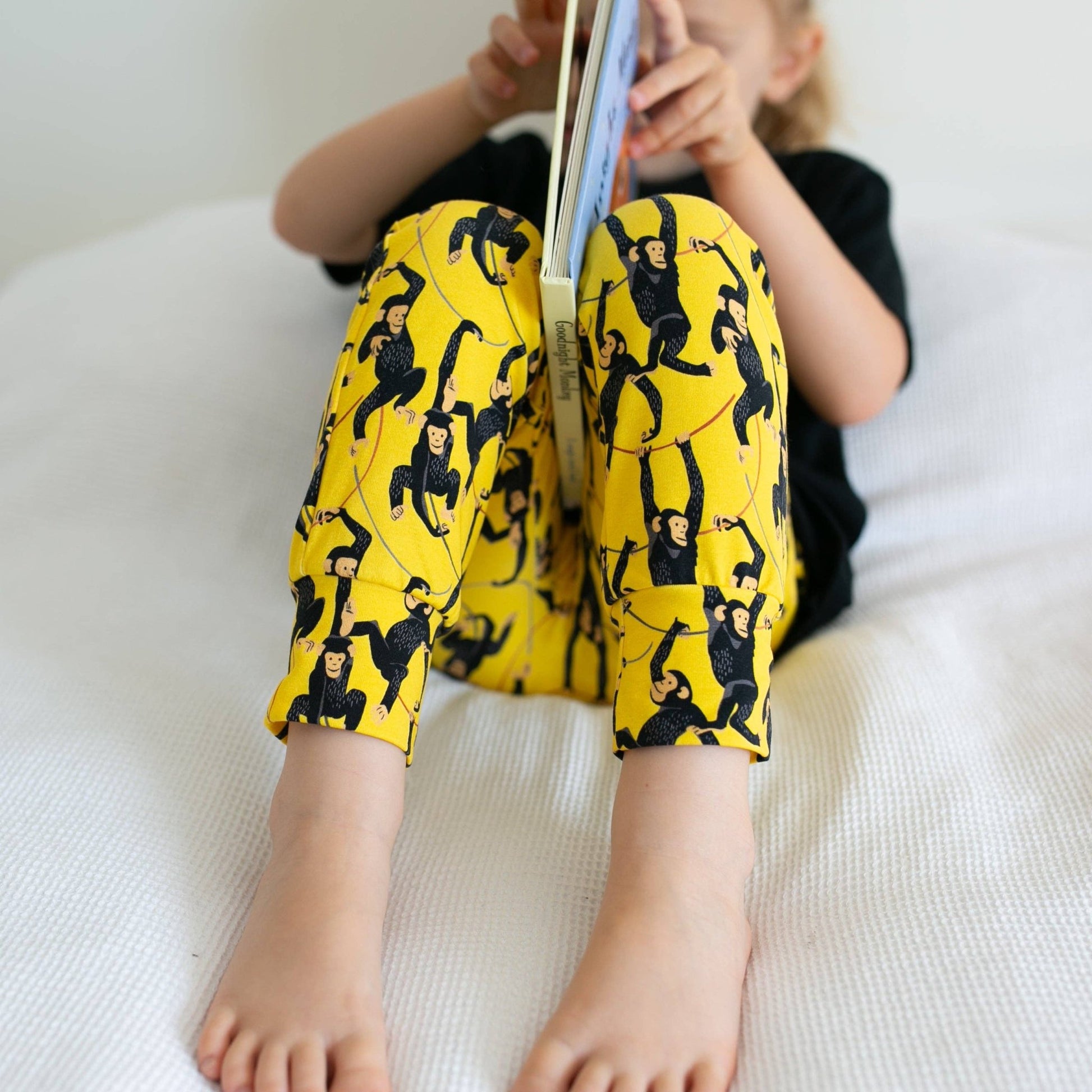 Yellow Chimp print Leggings: 2 - 3 Y - Violet Elizabeth - 