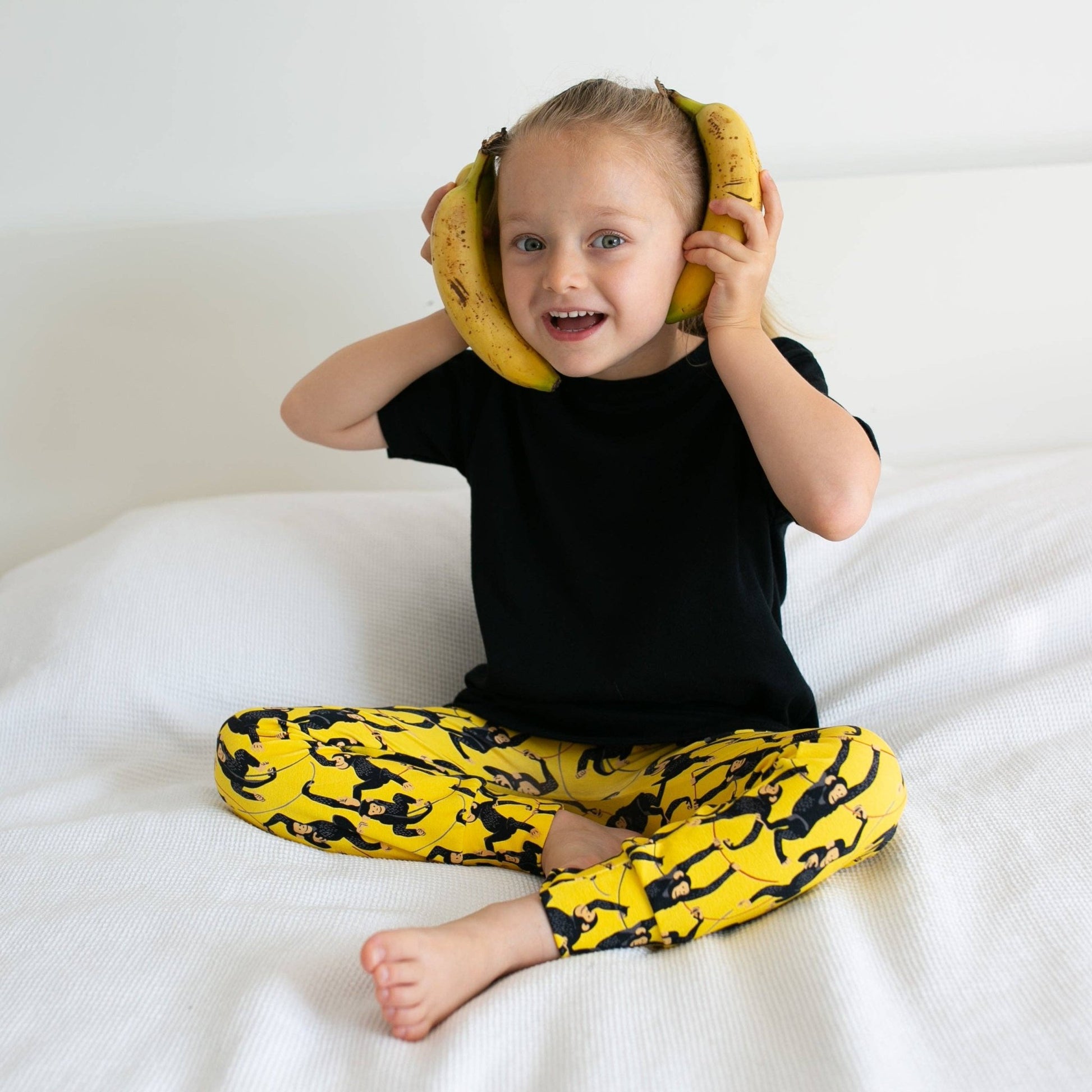 Yellow Chimp print Leggings: 2 - 3 Y - Violet Elizabeth - 